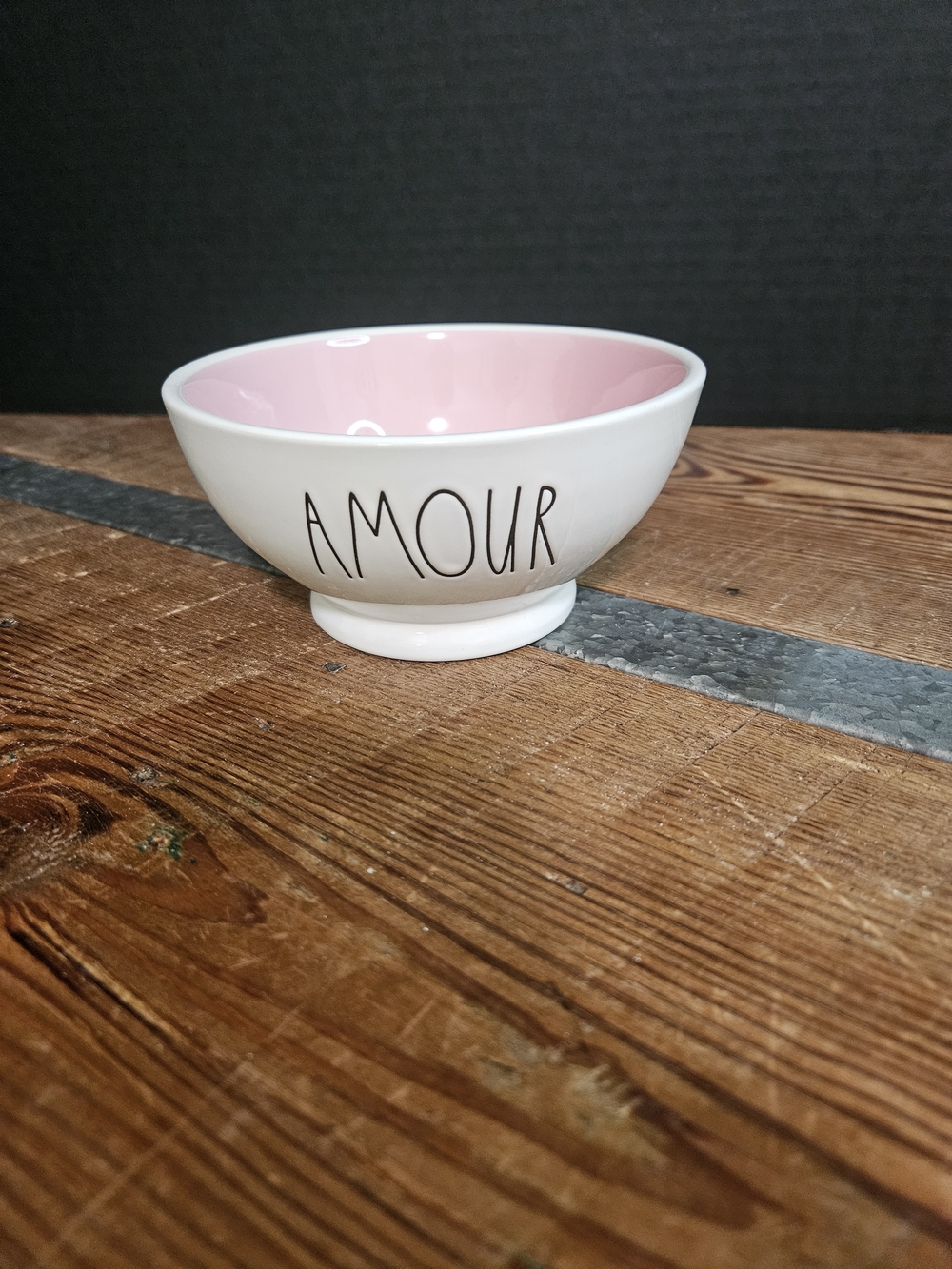 Rae Dunn AMOUR Pink & White Ceramic Bowl - Picture 6 of 6